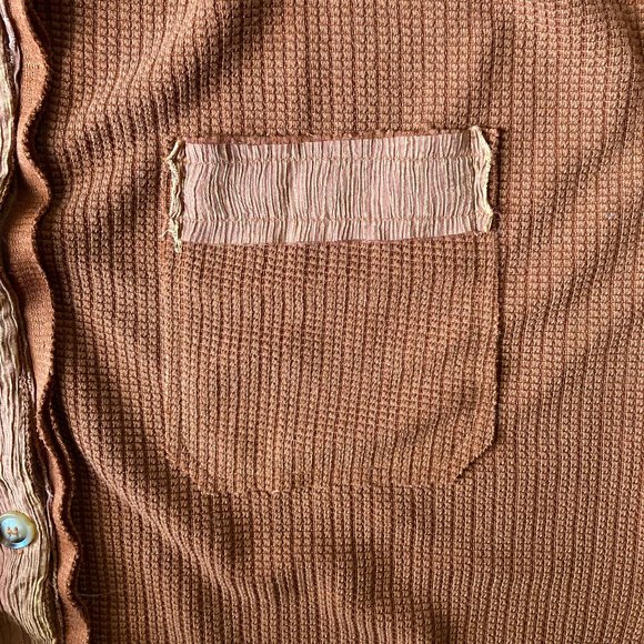 UMGEE Boho Waffle Weave Long Coat Frayed Edges Rust Oversize Fall, sz L-1X NOTE - Picture 8 of 14